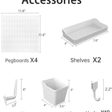 Revamp Your Space With A Versatile Pegboard Kit - Effortlessly Organize Home, Office, And Gaming Setup With Customizable Hanging Solutions (White)