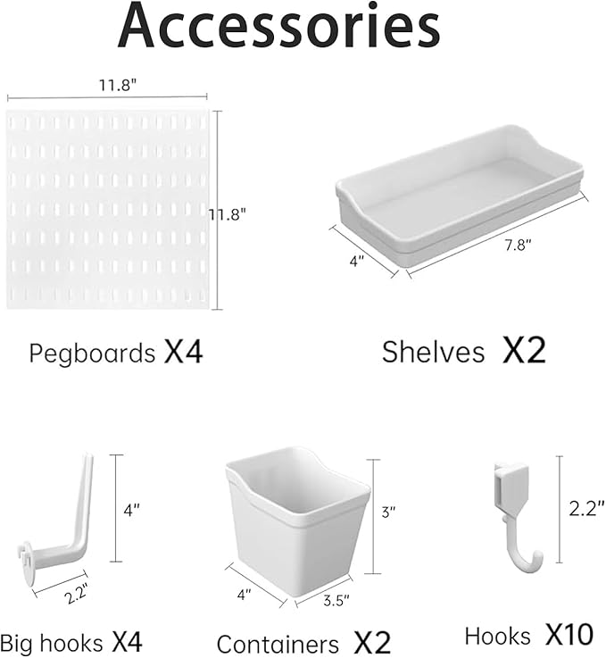 Revamp Your Space With A Versatile Pegboard Kit - Effortlessly Organize Home, Office, And Gaming Setup With Customizable Hanging Solutions (White)