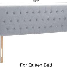 Kingfun Tufted Upholstered Queen Size Bed Headboard in Modern Button Design, Adjustable Solid Wood Head Board, Premium Linen Fabric Padded Headboards in Bedroom (Smoky Grey)
