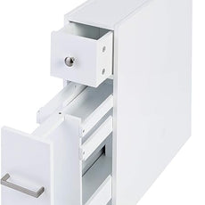 Spirich Slim Bathroom Storage Cabinet, Free Standing Toilet Paper Holder, Bathroom Cabinet Slide Out Drawer Storage, White