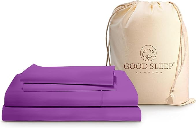 Good Sleep Bedding Cal King Sheet Set - 100% Egyptian Cotton Sheets California King Size, 4 Pc, California King Sheets, Soft, California King Sheet Sets Deep Pocket Fits Upto 16" - Purple GoodSleepBedding