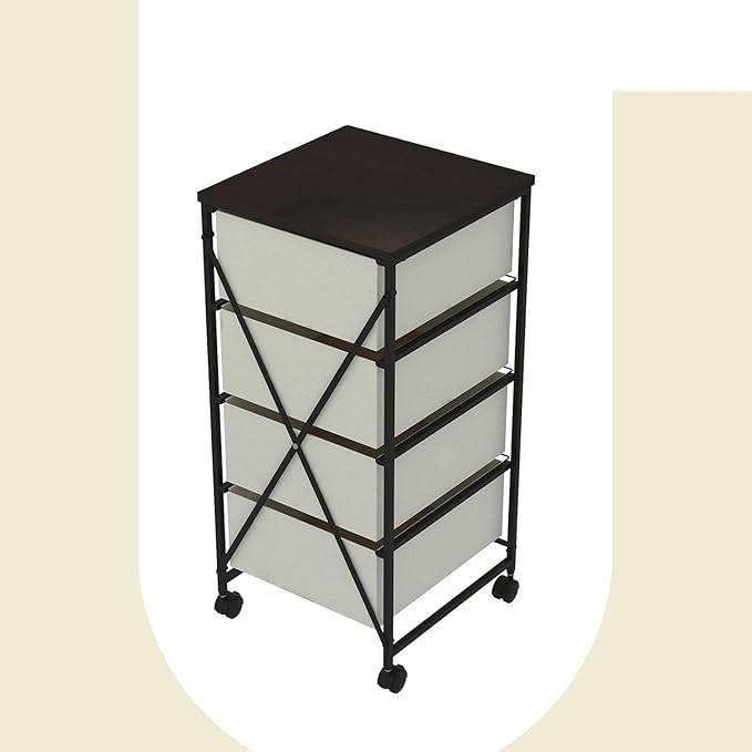 Small Cabinet with Drawers Rolling 4 Drawer Mobile File Cabinet for Home Office Storage and Organization, Fabric Vertical Under Desk Storage for A4/Letter Files(