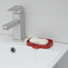 Silicone Bathroom Soap Dishes with Drain Spout-Bathroom and Kitchen Sink Organizer,Sponge Holder,Dish Soap Tray,Perfect for Dispenser,Scrubber,Bottle,Cup on Sink or Counter-Red 4.9