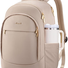 LOVEVOOK Laptop Backpack for Women, 18 Inch Travel Backpack, Large Capacity Casual Daypack, Work Computer Backpack, Travel Backpack for College, Light Beige