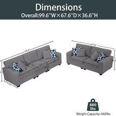 Legend Vansen Modular Sectional Sofa U Shaped Couch with Ottoman Modern Reversible Corner Sectional Couch for Living Room (Dark Grey, 2+3)