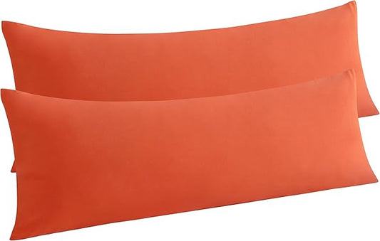 NTBAY Body Pillow Cases Set of 2, 2 Pack Brushed Microfiber 20x54 Pillow Cases, Soft, Wrinkle, Fade, Stain Resistant Brunt Orange Pillow Cases with Envelope Closure, 20x54 Inches, Brunt Orange