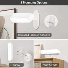 Battery Operated Wall Sconces, Wireless LED Wall Sconce Set of Two, Rechargeable Wall Lights for Living Room, 5 Colors Dimmable Wall Lamps for Bedroom, White 2 Pack