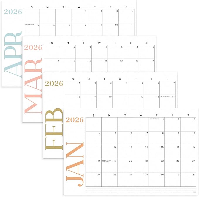S&O Modern Large Desk Calendar from January 2026-June 2027 - Tear-Away Table Calendar 2026-2027 - Desktop Blotter - Academic Desk Planner - Desk Pad Large - 11x17in