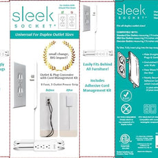Sleek Socket Original & Patented Ultra-Thin Outlet Concealer with Cord Concealer Kit, Flat Extension Cord with Multi Outlets Power Strip, Ideal for Home Improvement, Hide Bulky and Messy Cords
