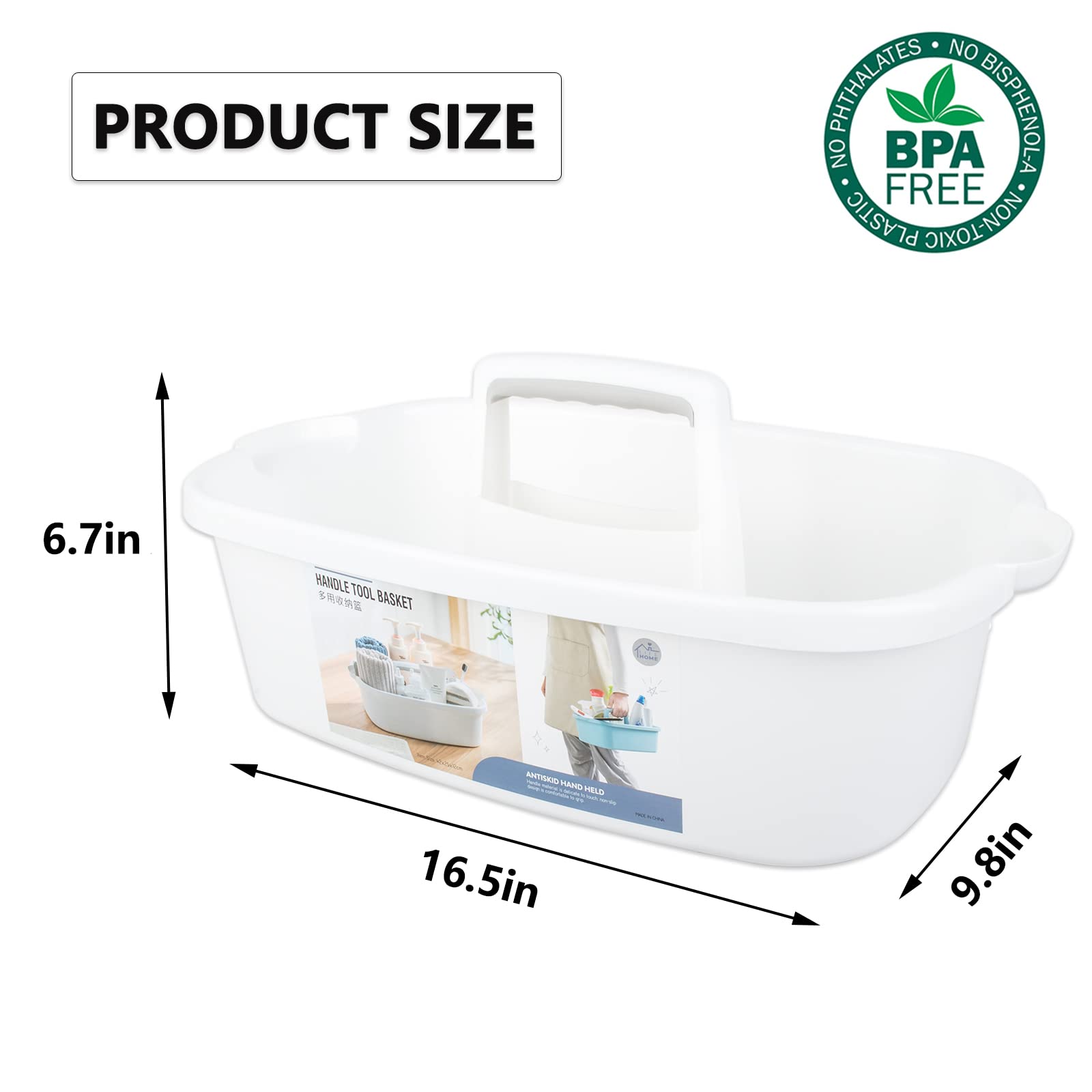 JiatuA Large Cleaning Supplies Caddy Portable Shower Basket Supply Organizer with Handle Plastic Bucket Tool Storage for Bathroom, Bedroom, Kitchen, College Dorm, Garden, Dark Gray Dormly
