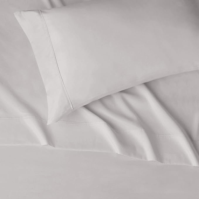 Amazon Basics Lightweight Super Soft Easy Care Microfiber 3 Piece Bed Sheet Set With 14-inch Deep Pockets, Twin X-Large, Light Grey, Solid AmazonBasics