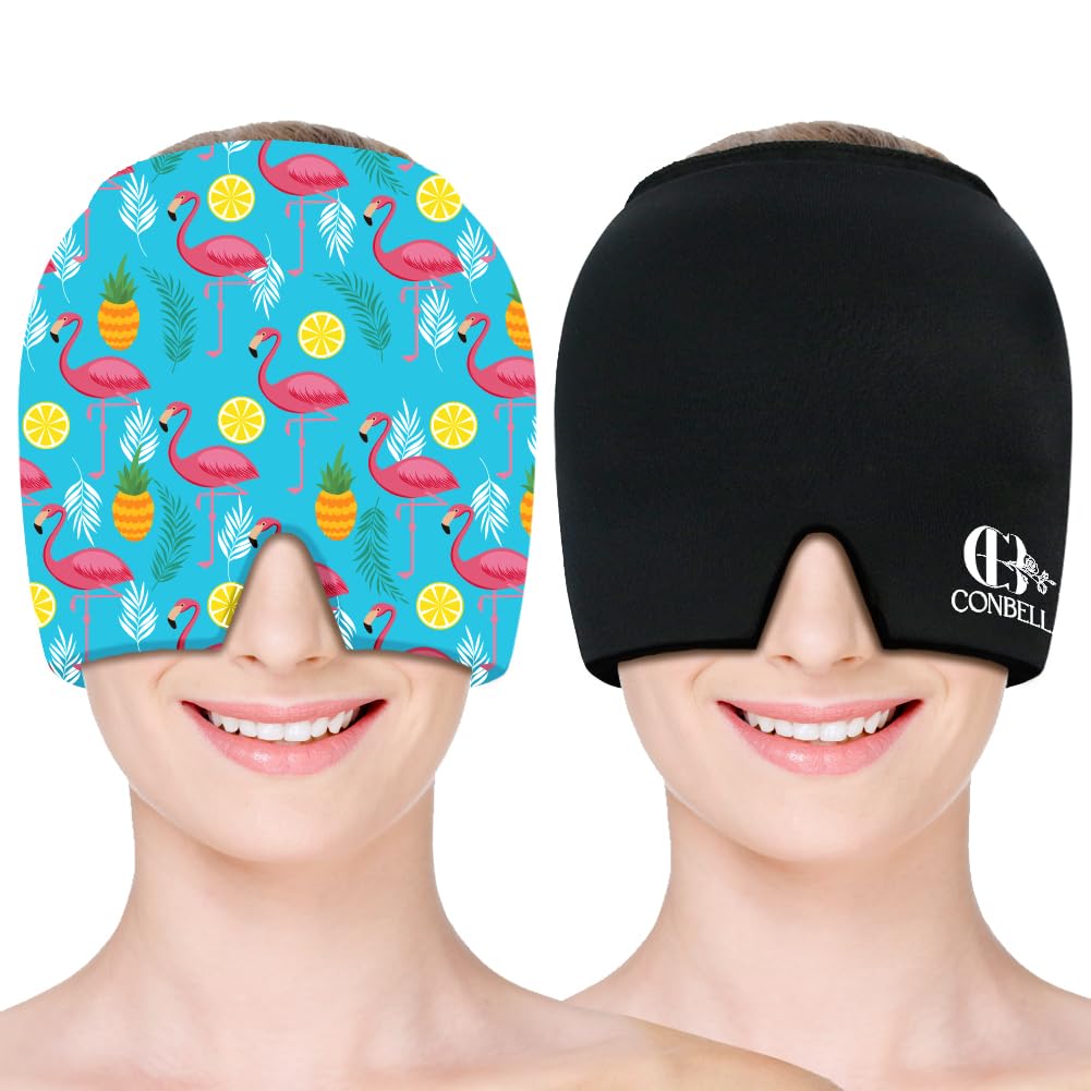 Migraine Relief Cap, Soothing Headache Ice Face Mask Products, Hot and Cold Therapy, Migraine Headache Relief Cap for Migraine, Sinus, Puffy Eyes, Tension, Stress and Hangover(Pink)