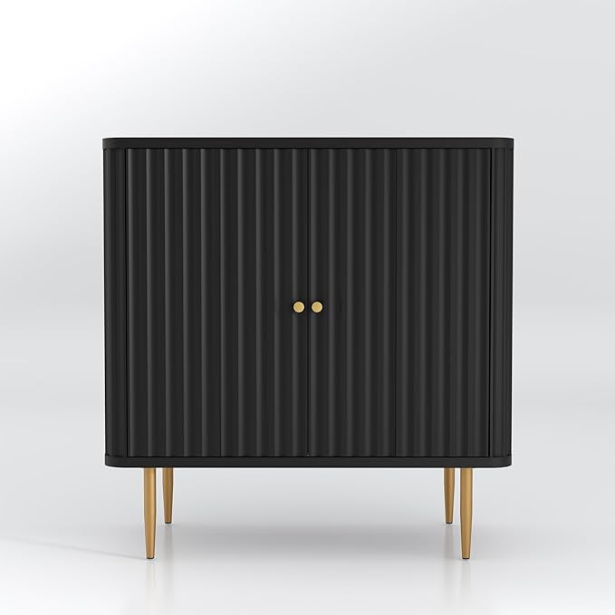 32" Sideboard Buffet Cabinet with Storage,Modern Accent Cabinet with 2 Door and Removable Shelves,Credenza Buffet Table for Living Room,Dinning Room,Entryway,Black