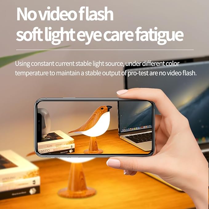 Bird Table Lamp with Remote & Touch Control | 3 Color Temperature & 3-Level Brightness Adjustable Night Light | Rechargeable Cordless Bedside Lamp for Bedroom Office Dorm | Timer & Bird Lover Gifts