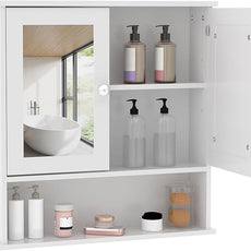 22.2 Inch Mirrored Medicine Cabinet for Bathroom, Over Toilet Wall-Mounted Storage Cabinet with Adjustable Shelf, Waterproof MDF Cabinet for Bathroom Organization