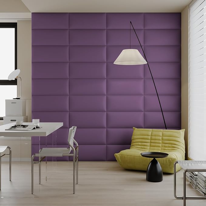 Extra Wide Light Purple Faux Leather Headboard Wall Mount Set - 9-Piece Peel & Stick Bed Backboard Panels (24x12 Inch), Queen/King Size Bed Frame Compatible