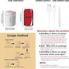 180ml Portable Small Humidifier with Colorful LED Night Light, USB Personal Desktop Humidifier for Car Home Office Travel, Auto Shut-Off, 2 Mist Modes, Super Quiet