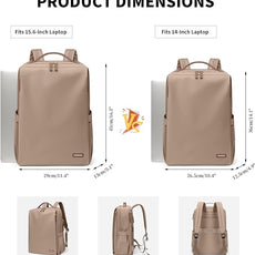 Stylish Laptop Backpack for Women Airline Approved Perfect for Work College and Travel Multi-Functional Casual Daypack Fits 15.6 Inch Notebook (Champagne)
