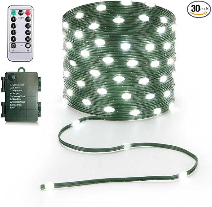 Battery Operated String Lights (1 Pack), 16.5ft 50 LED Fairy String Lights Battery Powered with Remote & Timer for Indoor Outdoor Christmas Trees Wreath Decoration Bedroom Patio - Cool White