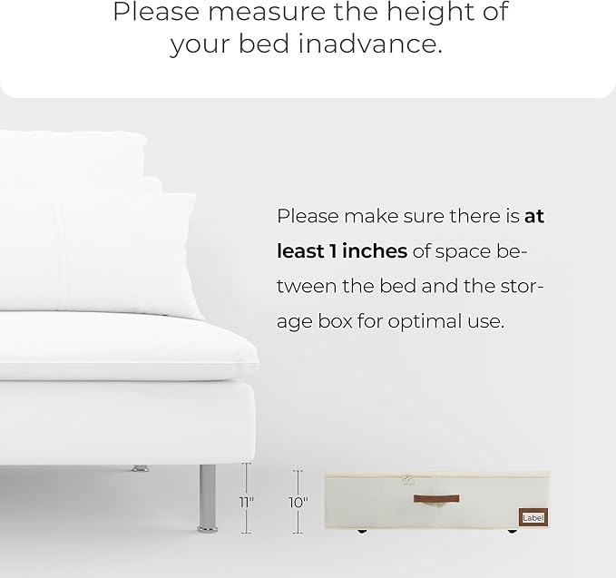 StorageWorks Under Bed Storage with Wheels, 10'' Underbed Storage Containers with Lid, 90L Clothes Organizer for Blankets, Sweaters, Bedding, 2-Pack, Beige