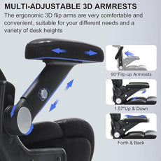 Ergonomic Office Chair:PU Leather Executive Office Computer Desk Chair with High Back Mesh and Adjustable Lumbar Support Rolling Work Swivel Task Chairs Home Meeting Computer Gaming Desk Chair-500Lbs