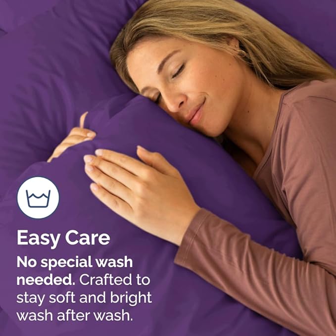 Queen Pillow Cases - 4 Pack - Super Soft Pillowcase Covers - Envelope Enclosure - Hotel Quality Pillow Protectors - Wrinkle Free, Fade, Shrink & Stain Resistant - Machine Washable - 20" x 30" (Purple)