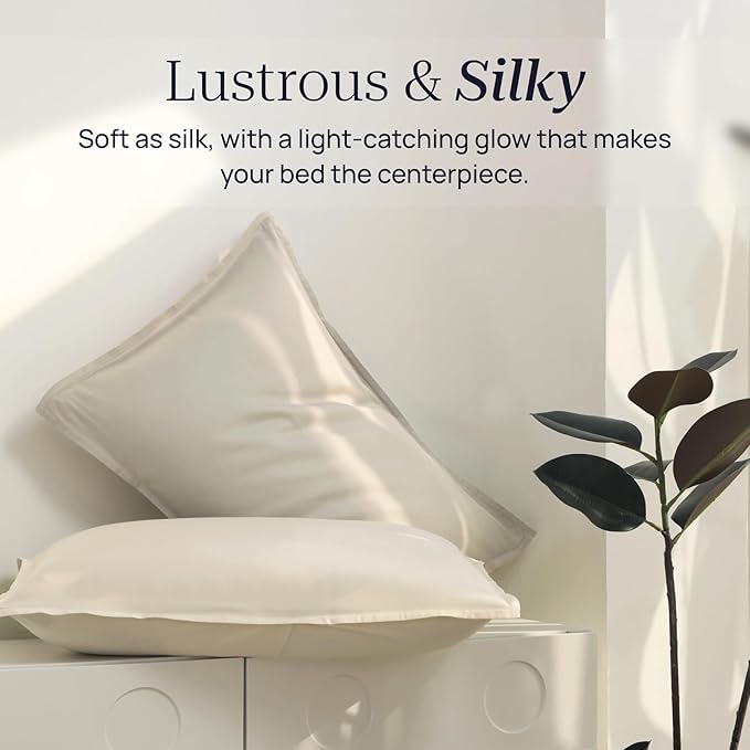 Twin XL Size 3 Piece Bed Sheet Sets, DeepSleep Tech Luxury Bedding Made with 100% Tencel Lyocell - Silky, Lustrous & Gentle on Skin | Sands of Time (2 Sheets, 1 Pillow Case)