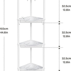 Orimade Rustproof 4 Tier Floor Standing Corner Shower Caddy Organizer, Plastic Metal Splicing Floor Corner Shelf Rack Storage Stands for Bathroom, Marble