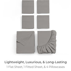 Mellanni Full Sheet Set - 6-Piece Iconic Collection Bedding, (Including 4 Pillowcases), 21-Inch Extra Deep Pocket, Easy Care, Ultra Soft, Cooling Sheets, Brushed Microfiber - Taupe