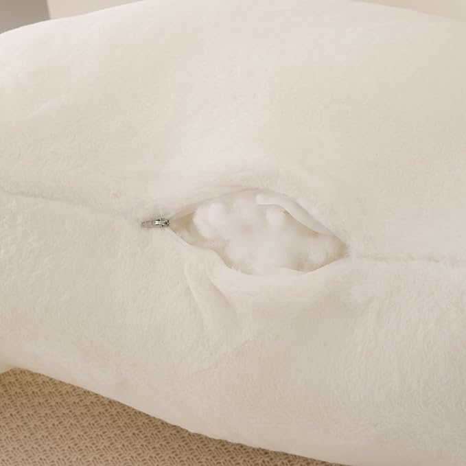 Reading Pillow for Sitting in Bed, Large Backrest Reading Pillow with Arm Rest,Back-Rest Support Cushion for Sit Up on Couch, Sofa, and Floor, Dorm Essentials (White Faux Fur, Large(19"))