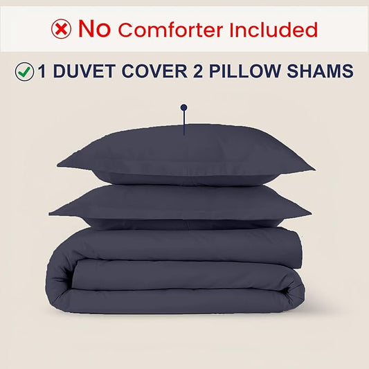 Kotton Culture 3 Pc Duvet Cover King Size Set-100% Egyptian Cotton Sateen 600 Thread Count Ultra Soft Premium Durable Comforter Cover Zipper Closure & Corner Ties - (Dark Grey, 102" X 94")