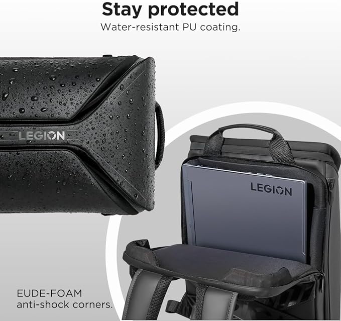 Lenovo Legion 16-inch Armored Gaming Backpack GB900, 20L Capacity, Water-Resistant, Beathable & Ergonomic Shoulder Straps, Multiple Pockets, Black