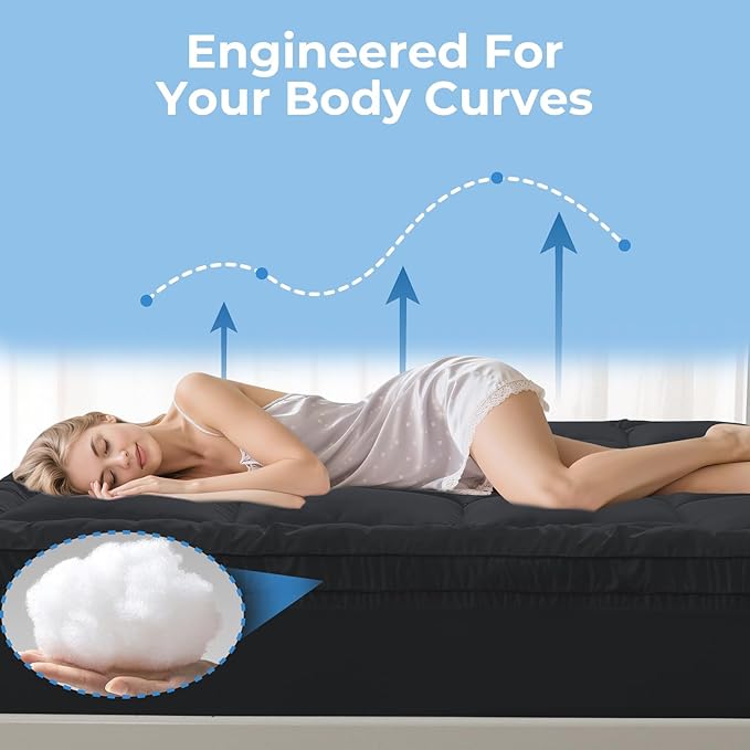 YUGYVOB Twin XL Mattress Topper - 800GSM Extra Thick Cooling & Breathable Mattress Pad with Deep Pocket 8"-21" & Soft Down Alternative Filling, Grey
