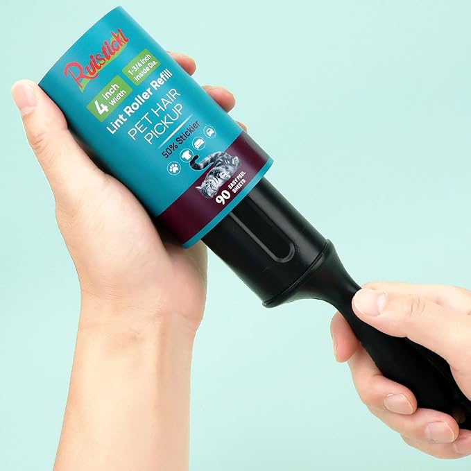 4 inch Lint Roller Refills Only for Scotch-Brite, Pet Hair Pickup Extra Sticky Lint Roller Refill 90 Sheets by 6 Pack - 540 Easy-Tear Adhesive Sheets Total (Inside Dia. 1 3/4 inch)