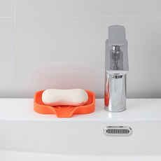 Silicone Bathroom Soap Dishes with Drain Spout-Bathroom and Kitchen Sink Organizer,Sponge Holder,Dish Soap Tray,Perfect for Dispenser,Scrubber,Bottle,Cup on Sink or Counter-Orange 4.9