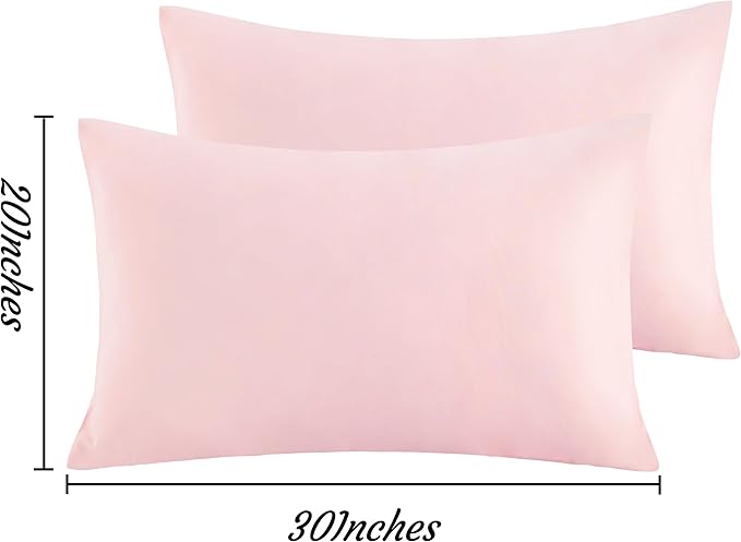 NTBAY Queen Pillow Cases Set, 2 Pack Brushed Microfiber 20x30 Inches, Blush Pink Pillow Cases with Envelope Closure, Soft, Wrinkle, Fade, Stain Resistant