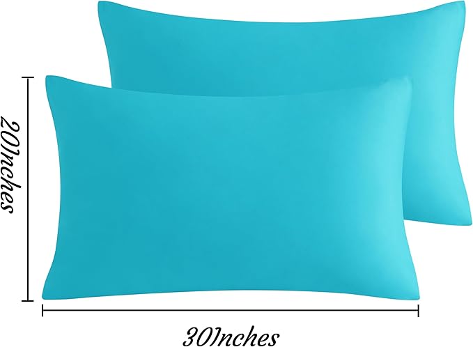 NTBAY Queen Pillow Cases Set of 2, 2 Pack Brushed Microfiber 20x30 Pillow Cases, Soft, Wrinkle, Fade, Stain Resistant Blue Pillow Cases with Envelope Closure, 20x30 Inches, Blue