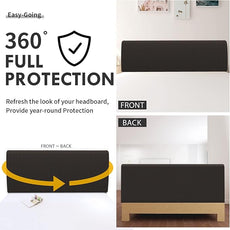 Easy-Going Stretch Bed Headboard Cover,Small Square Jacquard Headboard Slipcover, Dustproof Bed Head Cover for Bedroom (Full,Chocolate)