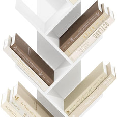 Furinno Tree Book Shelf, 7-Tier Bookshelf, Tree Bookcase for Room Decor, 8.4 x 15.7 x 39.4, for Living Room, Bedroom, Home Office, White