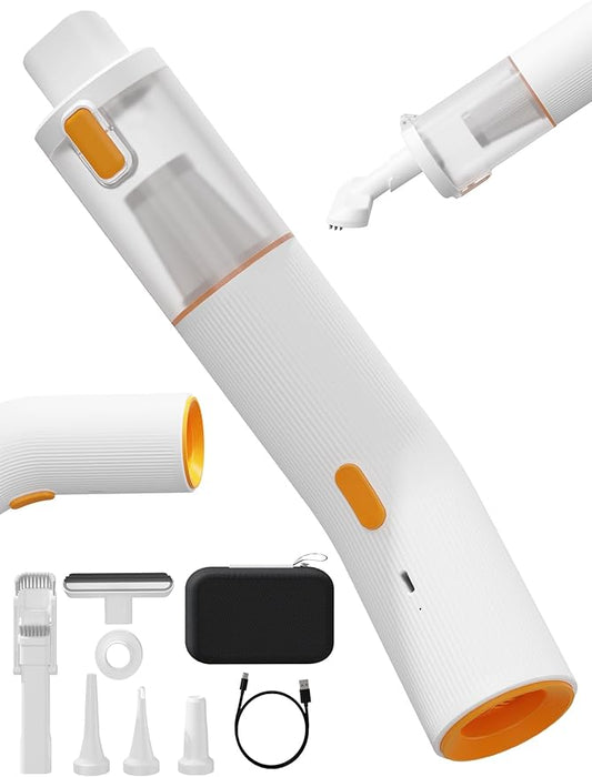 Cordless Car Vacuum, 4 in 1 Portable Mini Handheld Vacuum Cleaner with 15000pa Suction Power, 2 Suction Modes & Multi-Nozzles for Car Home Office Pet, White