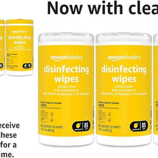 Amazon Basics Disinfecting Wipes, Lemon Scent, Sanitizes/Cleans/Disinfects/Deodorizes, 255 Count (3 Packs of 85)