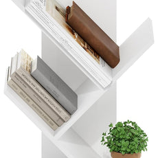 Furinno Tree Book Shelf, 3-Tier Bookshelf, Tree Bookcase for Room Decor, 8.4 x 15.7 x 21.3, for Living Room, Bedroom, Home Office, White