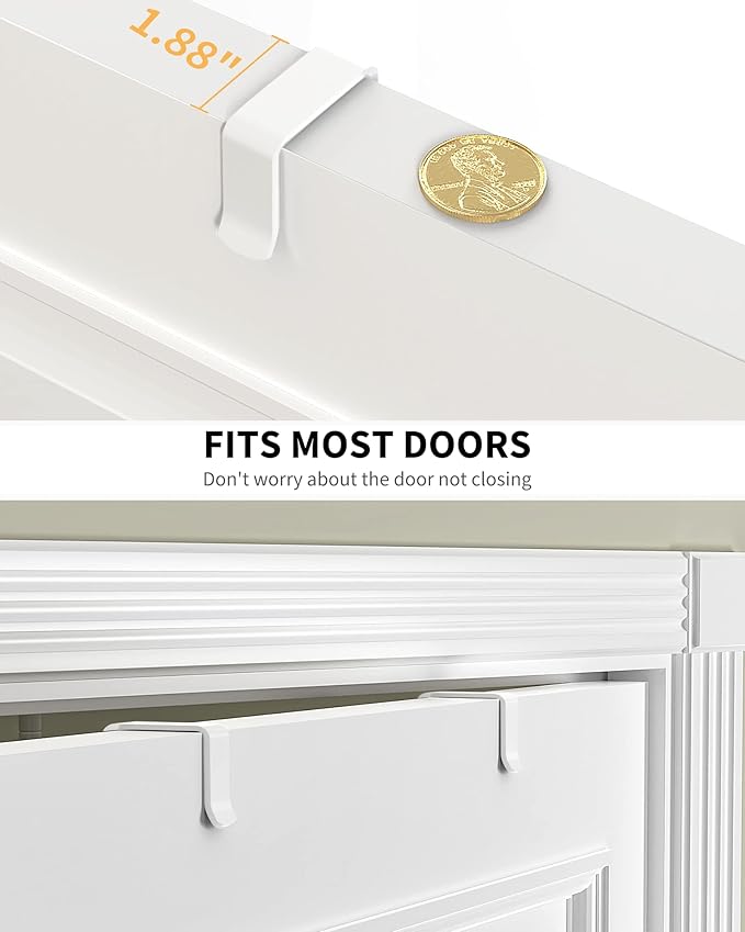 Moforoco White 6-Tier Over Door Pantry Organizer, Pantry Organization Storage, Door Metal Hanging Spice Rack Basket Shelves, Home Kitchen Apartment Essentials, Laundry Room Bathroom Organization