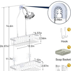 YASONIC Shower Caddy Hanging, Never Rust Shower Organizer Hanging, Aluminum Shower Racks for Inside Shower with Hooks for Razor, Bathroom Organizers and Storage with Soap Holder, White