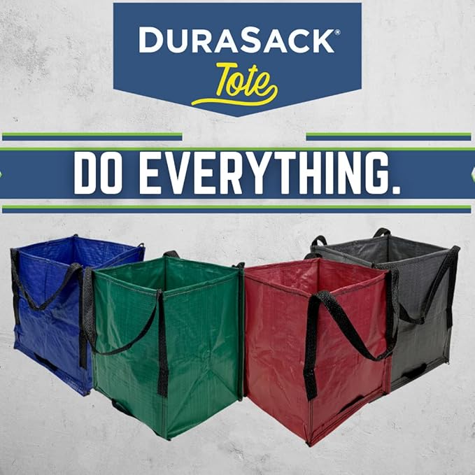 DURASACK Heavy Duty Storage Tote Bag 22-Gallon Rugged Woven Polypropylene Moving Bag, Reusable Self-Standing Design, Holds up to 500 Pounds, Pack of 4, Multicolored