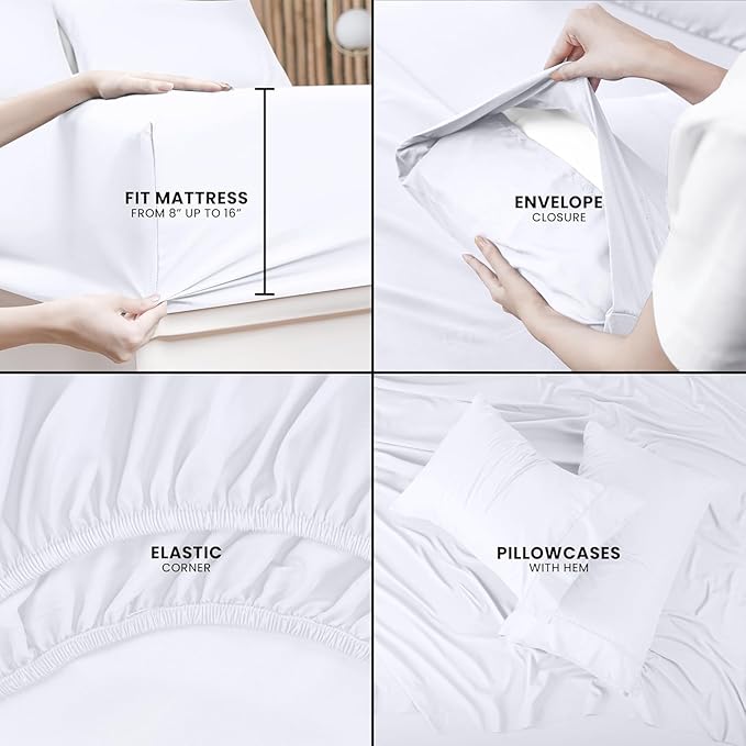 Utopia Bedding Full Bed Sheets Set - Pack of 2 Sheet Sets - Perfect for Spa, Hotel, & Guest Bedroom - Brushed Microfiber - Shrinkage and Fade Resistant - Easy Care (White)