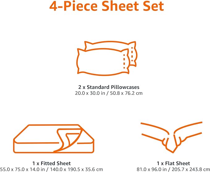 Amazon Basics Lightweight Super Soft, Wrinkle-Free Luxury Microfiber 4 Piece Bed Sheet Set with 14-Inch Deep Pockets, Full, Dark Gray, Solid AmazonBasics