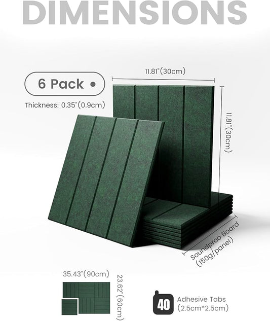 Large Felt Bulletin Board 36"x24" Cork Board Alternative - 6 Pack with 40 Safe Removable Adhesive Tabs, Cork Boards for Walls Cork Board for Home Office Classroom Pin Board- Pine Green