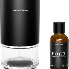 Airversa Essential Oil Diffuser Waterless Aromatherapy Diffusers for Home Large Room, Bedroom, Car, Office, Desk, Battery Operated, Small Diffuser for Pure Scent, 100mL Capacity, AN9 Black Starter Kit