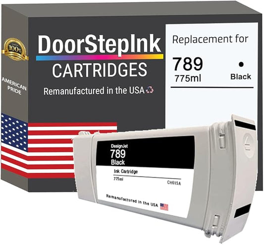 DoorStepInk 789 Black Remanufactured Ink Cartridge Replacement for HP 789 (CH615A) — Compatible with DesignJet L25500 42in Wide Format DesignJet L25500 60in Wide Format — Standard Yield 1-Pack